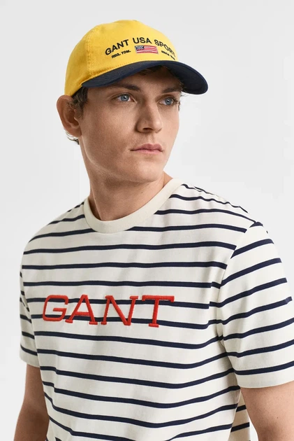 Чоловіча біла футболка у смужку GRAPHIC STRIPED Gant S 2003307 - изображение 4