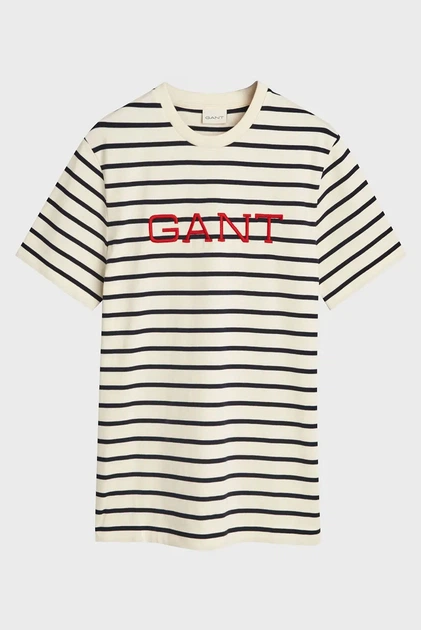 Чоловіча біла футболка у смужку GRAPHIC STRIPED Gant S 2003307 - изображение 5