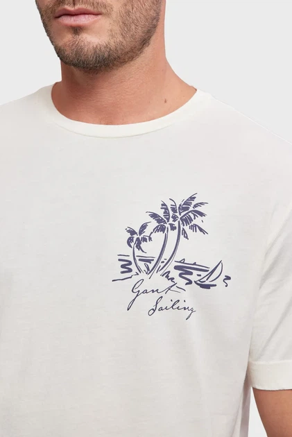 Чоловіча біла футболка SUNFADED PRINTED T-SHIRT Gant M 2003322 - изображение 4