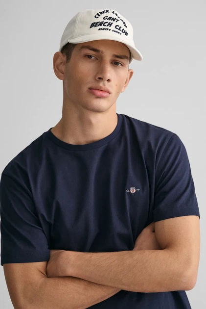 Чоловіча темно-синя футболка REG SHIELD SS T-SHIRT Gant L 2003184 - зображення 4