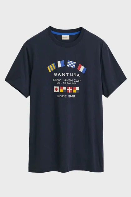 Чоловіча темно-синя футболка GRAPHIC SS T-SHIRT Gant S 2003299 - Фото 5 Чоловіча темно-синя футболка GRAPHIC SS T-SHIRT Gant S 2003299 - изображение 5