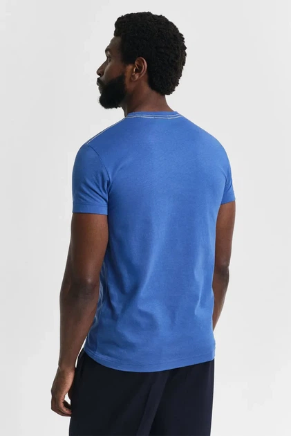 Чоловіча синя футболка CONTRAST LOGO SS T-SHIRT Gant L 2013032 - изображение 3
