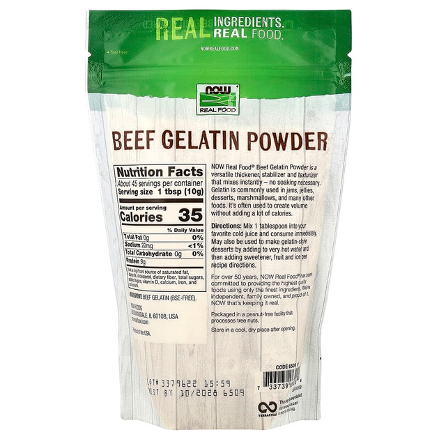 Гов'яжий желатин NOW Foods, Real Food "Beef Gelatin Powder" в порошку (454 г) - зображення 2