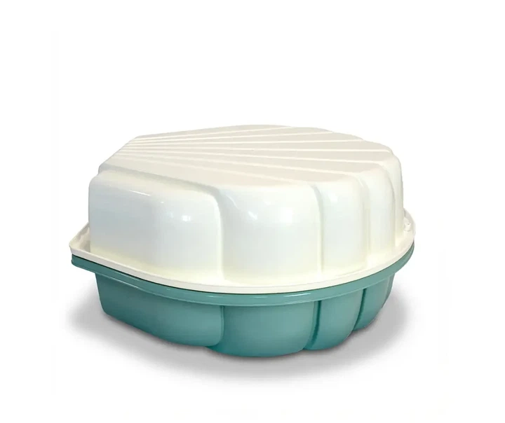 Детская песочница ракушка пластиковая 80 х 81 х 20 см DOLONI 01236/08 с крышкой белая бирюзовая - изображение 4