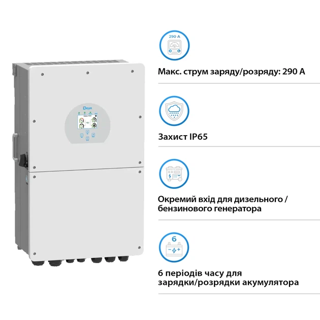Гібридний інвертор DEYE SUN-16K-SG01LP1-EU 16KW 48V 3 MPPT - зображення 3