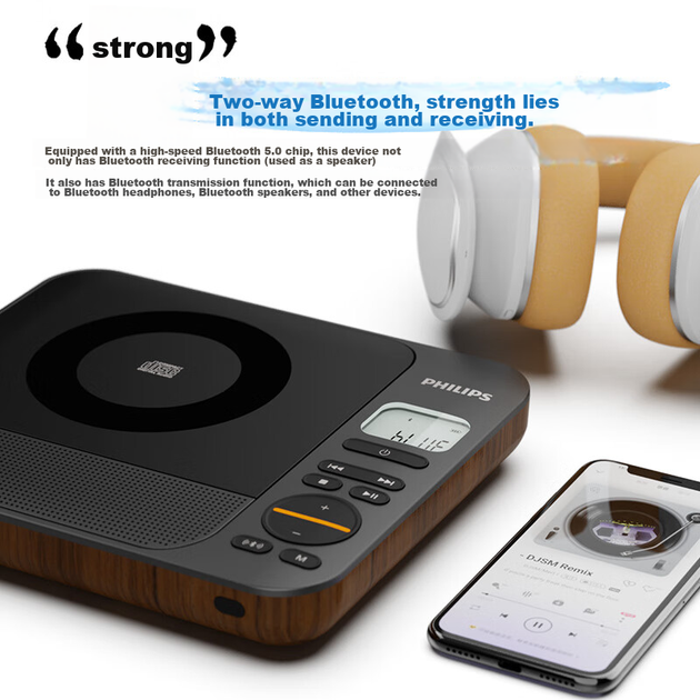 PHILIPS EXP5608 Модний CD-програвач, настільна аудіосистема з CD, Bluetooth CD для домашнього декору, подарунок для хлопця, стереодинамік для музичних альбомів - зображення 3