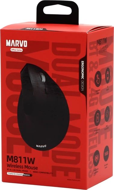 Mysz Marvo Hipo Wireless/Bluetooth Black (6932391938430) - obraz 2