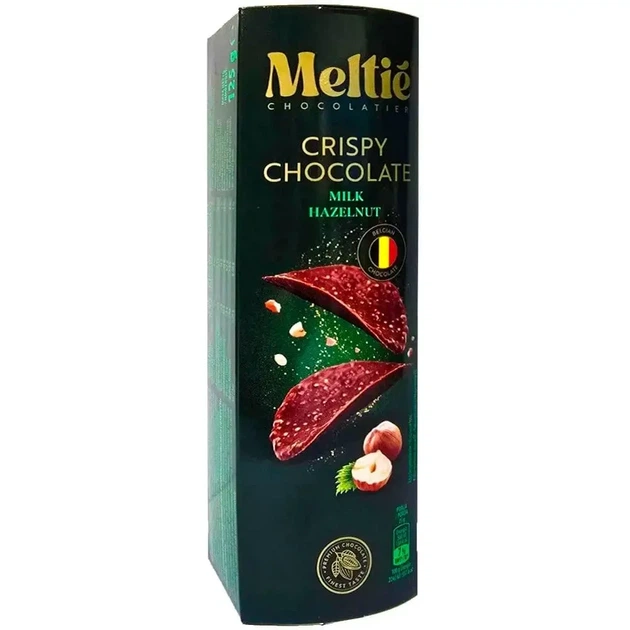 Шоколадные чипсы в молочном шоколаде Meltie Crispy Chocolate Milk Hazelnut с фундуком 125 г - Фото 1 Шоколадные чипсы в молочном шоколаде Meltie Crispy Chocolate Milk Hazelnut с фундуком 125 г - изображение 1
