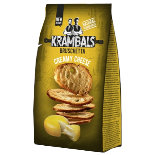 Брускети Krambals Bruschetta Creamy Cheese зі смаком сиру 70 г - Фото 1 Брускети Krambals Bruschetta Creamy Cheese зі смаком сиру 70 г - зображення 1
