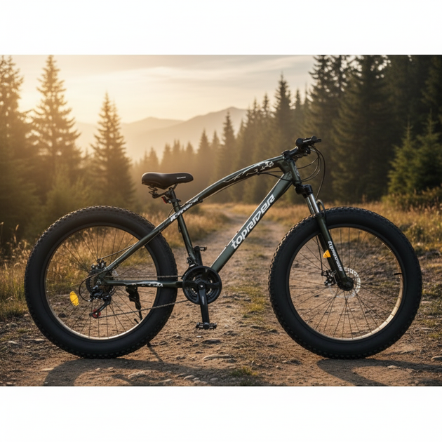 Велосипед фэтбайк Toprider 215 колеса 26" рама 17" хаки сталь - Фото 2 Велосипед фэтбайк Toprider 215 колеса 26" рама 17" хаки сталь - изображение 2