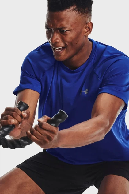 Чоловіча синя футболка UA Tech 2.0 SS Tee-BLU Under Armour S 1326413-400 - Фото 4 Чоловіча синя футболка UA Tech 2.0 SS Tee-BLU Under Armour S 1326413-400 - зображення 4