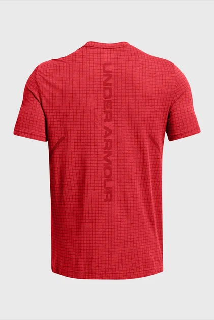 Чоловіча червона картата футболка UA Seamless Grid SS Under Armour SM 1376921-814 - изображение 5