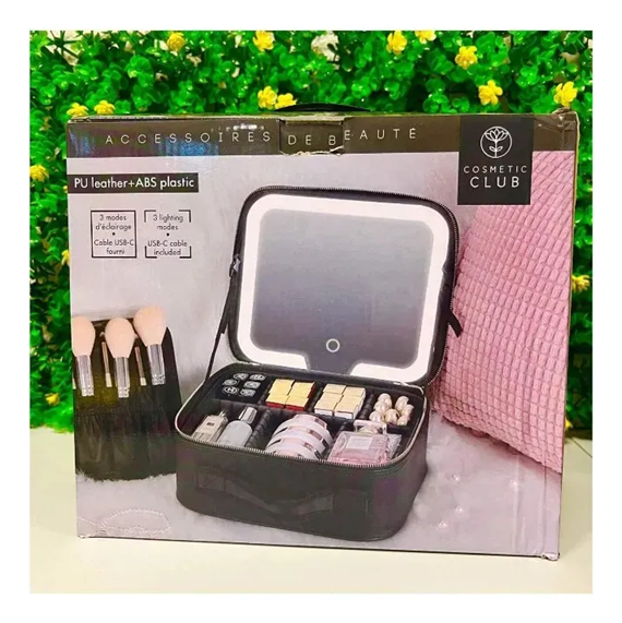 Косметичка-органайзер для косметики з LED дзеркалом Cosmetic Club, дорожній кейс для макіяжу з підсвіткою Чорний - Фото 4 Косметичка-органайзер для косметики з LED дзеркалом Cosmetic Club, дорожній кейс для макіяжу з підсвіткою Чорний - зображення 4