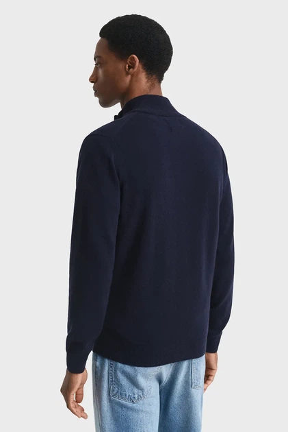 Чоловічий темно-синій вовняний кардиган SUPERFINE LAMBSWOOL ZIP Gant L 87214 - Фото 3 Чоловічий темно-синій вовняний кардиган SUPERFINE LAMBSWOOL ZIP Gant L 87214 - изображение 3