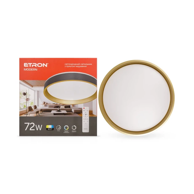 Світлодіодний світильник Smart MODERN 1-ESP-2054 72W Gold&Black IP20 ETRON - зображення 2