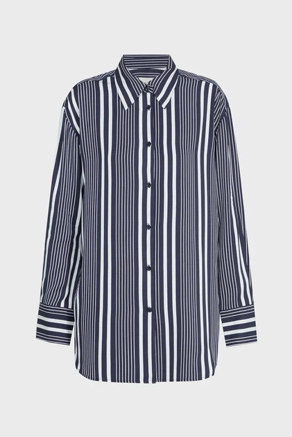 Жіноча темно-синя сорочка у смужку REL STRIPED Gant 38 4300285 - изображение 7