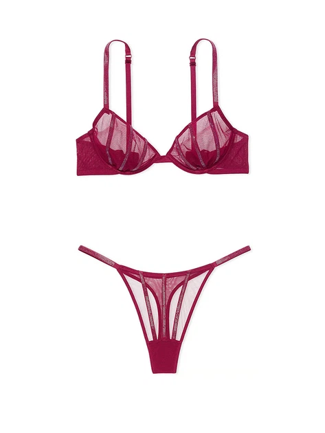 Комплект Sheer Shine Unlined Low-Cut Demi Bra Вишневий 34D-S - Фото 2 Комплект Sheer Shine Unlined Low-Cut Demi Bra Вишневий 34D-S - изображение 2