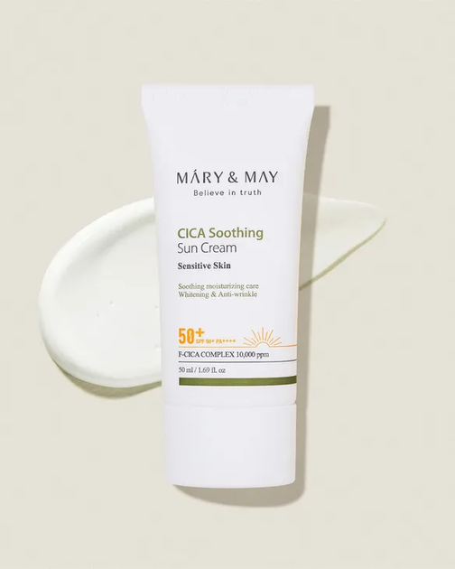 Успокаивающий солнцезащитный крем с центеллой Mary&May CICA Soothing Sun Cream SPF50+ PA++++ 12 мл - изображение 5