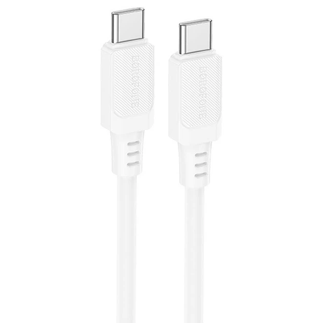 Кабель Borofone BX115 Lotto Data Cable Type-C to Type-C, 60 Вт (20V/3A), силіконова опльотка, 1 м, передача даних White - Фото 1 Кабель Borofone BX115 Lotto Data Cable Type-C to Type-C, 60 Вт (20V/3A), силіконова опльотка, 1 м, передача даних White - зображення 1