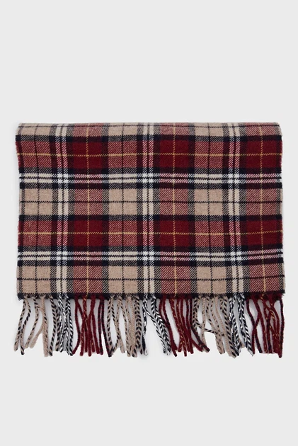 Чоловічий бордовий картатий вовняний шарф MULTI CHECK SCARF Gant OS 9920204 - изображение 2