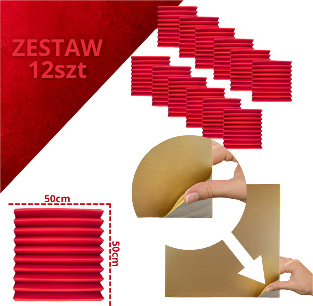 Zestaw Paneli akustycznych DNA AM4 RD 12 szt. czerwone (5908249825260) - obraz 2