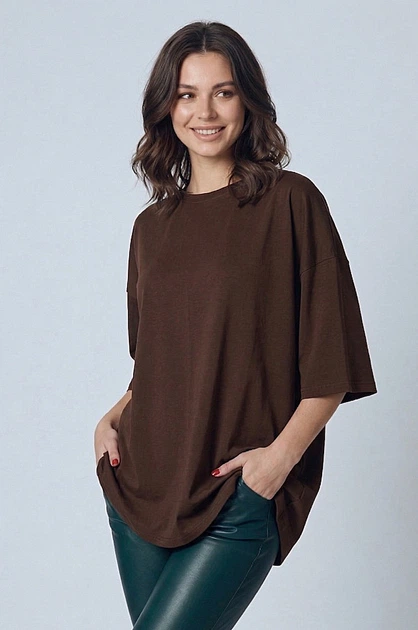 Жіноча футболка оверсайз шоколад - VAMPASUE - L/XL - 500005 - изображение 2
