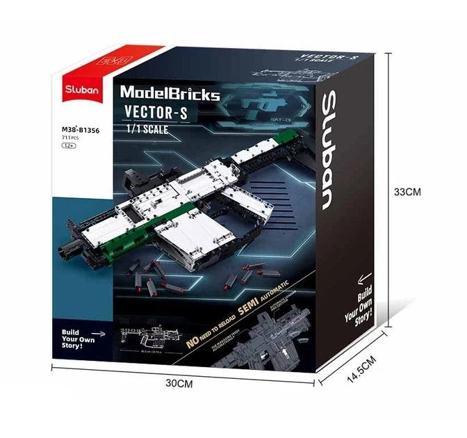 Конструктор оружие Автомат Vector-S Sluban Model Bricks 711 деталей - изображение 5