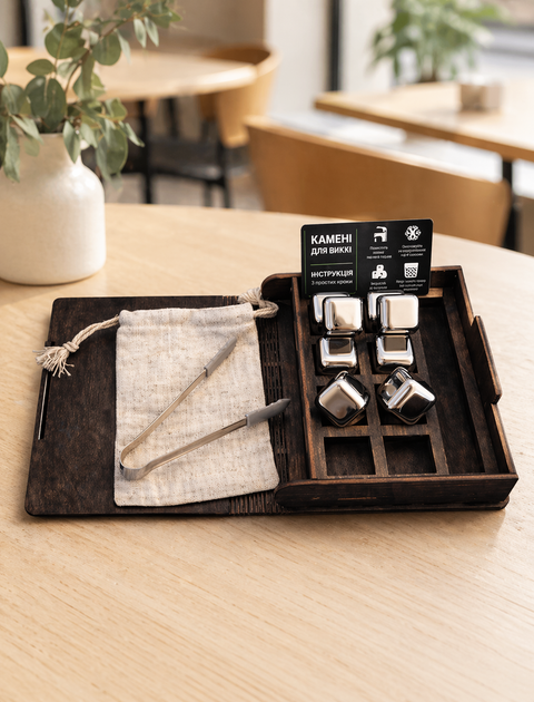 Кубики для віскі Moltis Relax Whiskey Stones Original Wood, 8 шт, срібний колір (MBS-10502) 10088 - зображення 2