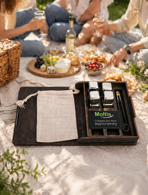 Кубики для віскі Moltis Relax Whiskey Stones Original Wood, 8 шт, срібний колір (MBS-10502) 10088 - зображення 3