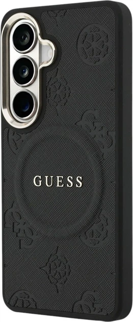 Чохол Guess Saffiano Peony Embossed Ring MagSafe для Samsung Galaxy S26 Plus Black (GUHMS26MPSAMSECK) - зображення 3