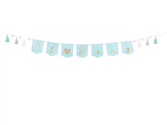 Baner PartyDeco Oh Baby z frędzlami 2,5 m Błękitny (GRL100-011) (5904555015227) - obraz 3