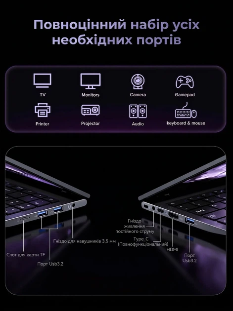 Ноутбук 15.6" ACEMAGIC LX15PRO AMD Ryzen 7 5700U RAM 16GB SSD 512GB Windows 11 Алюминиевый корпус (UKR) (102356166) - изображение 4