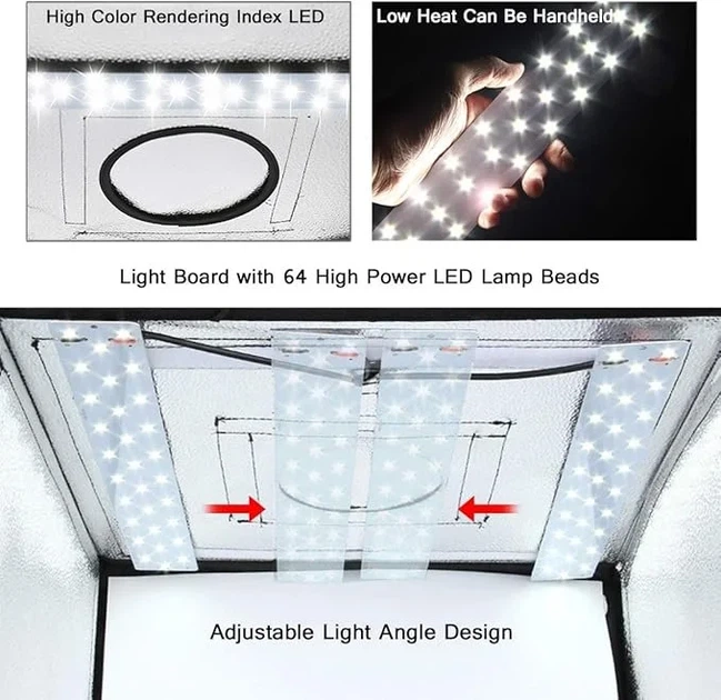 Фотобокс YOTTO 40х40 см 2xLED / Регулировка яркости / 6 фонов / Черный Б/В - Фото 4 Фотобокс YOTTO 40х40 см 2xLED / Регулировка яркости / 6 фонов / Черный Б/В - изображение 4
