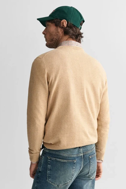 Чоловічий бежевий джемпер CLASSIC COTTON C-NECK Gant M 8030561 - Фото 3 Чоловічий бежевий джемпер CLASSIC COTTON C-NECK Gant M 8030561 - изображение 3