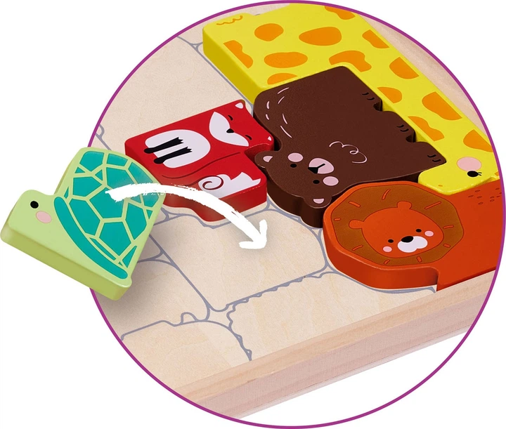 Puzzle Eichhorn drewniane kształty zwierząt w drewnianym pudełku 14 elementów 5632892 (4003046010008) - obraz 4