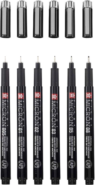 Zestaw linerów Sakura Pigma Micron Black Edition 6 szt (8712079514792) - obraz 2