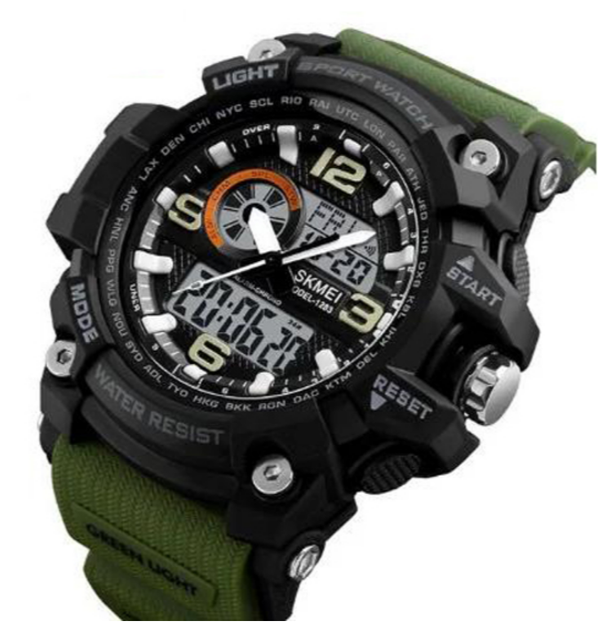 Мужские часы SKMEI 1283AG кварцевые стрелочно электронные 50 м Army Green - Фото 3 Мужские часы SKMEI 1283AG кварцевые стрелочно электронные 50 м Army Green - изображение 3