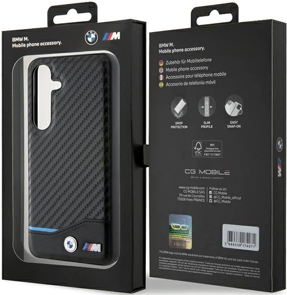Etui plecki BMW Leather Carbon do Samsung Galaxy S24 Black (BMHCS24S22NBCK) - obraz 8