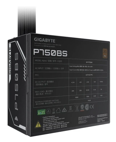 Блок питания 750 Вт, Gigabyte P750BS, Black (GP-P750BS) - изображение 2