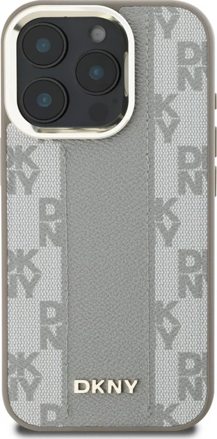Etui plecki DKNY Leather Checkered Pattern MagSafe do Apple iPhone 16 Pro Beige (DKHMP16LPCPVSLE) - obraz 3