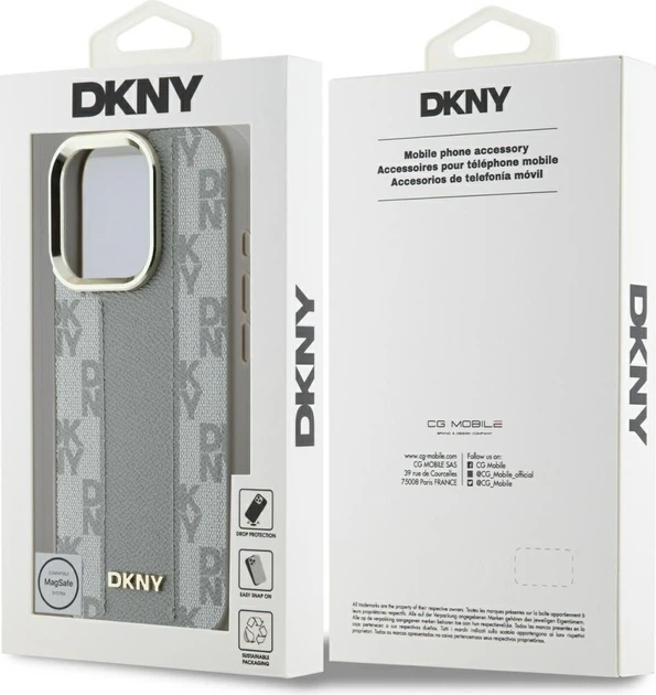 Etui plecki DKNY Leather Checkered Pattern MagSafe do Apple iPhone 16 Pro Beige (DKHMP16LPCPVSLE) - obraz 8