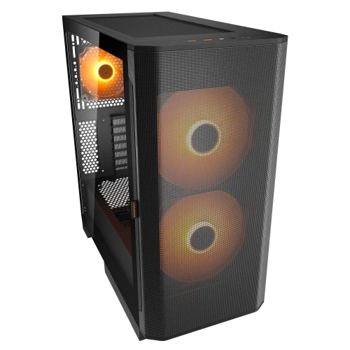 Корпус Cougar Airface Flo RGB, Black, без БЖ, Mid Tower, для E-ATX / ATX / MicroATX / Mini-ITX / CEB, 1xType-C / 2xUSB 3.0, макс. CPU - 190 мм / VGA - 390 мм, 2x180 мм ARGB / 1x120 мм ARGB, бічна панель із загартованого скла - зображення 3
