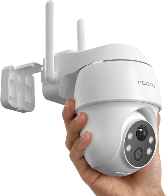 Камера відеоспостереження COOAU Q02 акумуляторна Wi-Fi 2K Super HD PTZ 355° PIR, кольорове нічне бачення, комплект 2 шт - зображення 3