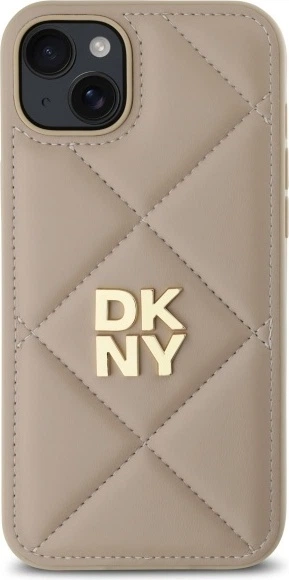 Etui plecki DKNY Quilted Stack Logo do Apple iPhone 15 Plus Beige (DKHCP15MPQDSLE) - obraz 3
