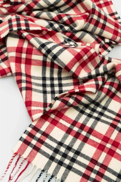 Чоловічий білий картатий вовняний шарф CHECK TWILL SCARF Gant OS 9920165 - изображение 3