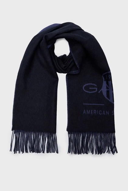 Чоловічий темно-синій вовняний шарф TONAL ARCHIVE WOVEN SCARF Gant OS 9920207 - Фото 1 Чоловічий темно-синій вовняний шарф TONAL ARCHIVE WOVEN SCARF Gant OS 9920207 - изображение 1