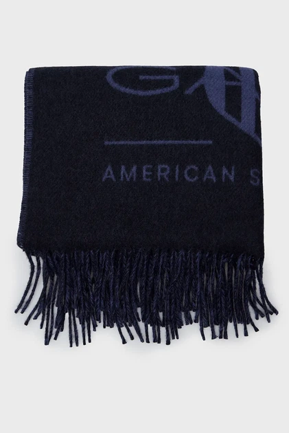 Чоловічий темно-синій вовняний шарф TONAL ARCHIVE WOVEN SCARF Gant OS 9920207 - Фото 2 Чоловічий темно-синій вовняний шарф TONAL ARCHIVE WOVEN SCARF Gant OS 9920207 - изображение 2