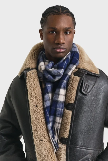 Чоловічий клітковий шарф WOOL CHECKED SCARF Gant OS 9920249 - зображення 2