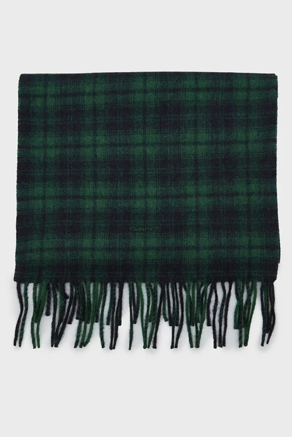 Чоловічий зелений картатий вовняний шарф CHECK WOVEN SCARF Gant OS 9920212 - Фото 2 Чоловічий зелений картатий вовняний шарф CHECK WOVEN SCARF Gant OS 9920212 - изображение 2