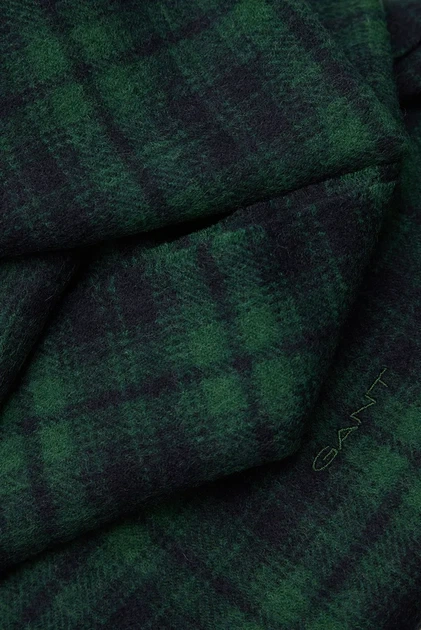 Чоловічий зелений картатий вовняний шарф CHECK WOVEN SCARF Gant OS 9920212 - Фото 3 Чоловічий зелений картатий вовняний шарф CHECK WOVEN SCARF Gant OS 9920212 - изображение 3